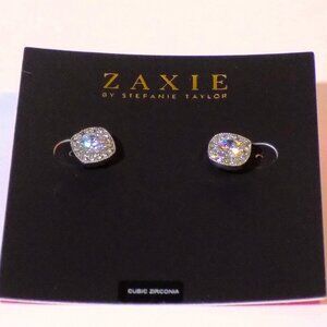 New Zaxie by Stefanie Taylor Cushion-Cut CZ Halo Stud Earrings